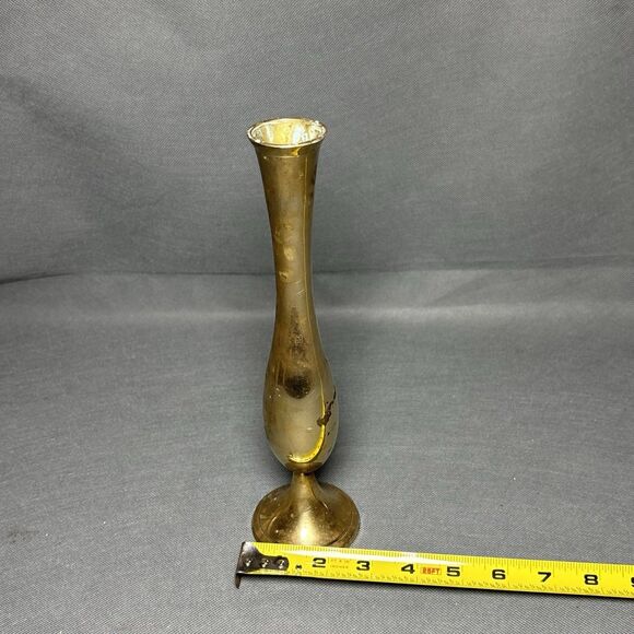 Vintage Brass Vase or Tapered Candle Holder Made In India - Picture 9 of 9